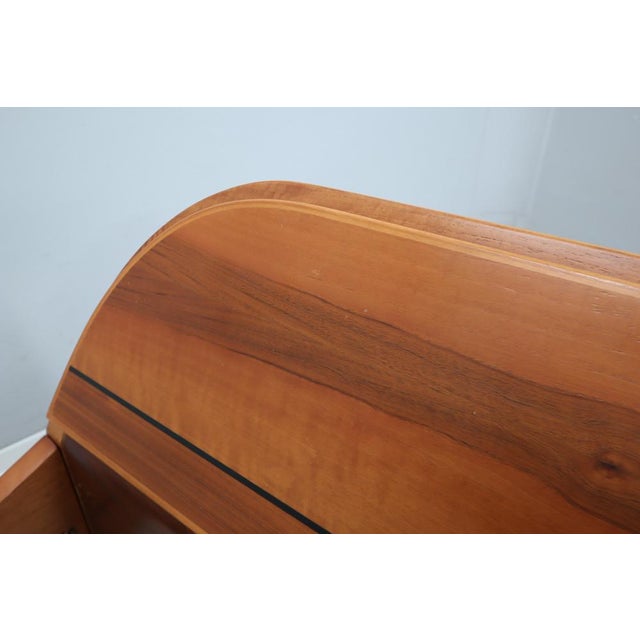 Italian Curved Walnut Bed Frame with Storage Headboard, 1970s For Sale - Image 17 of 18