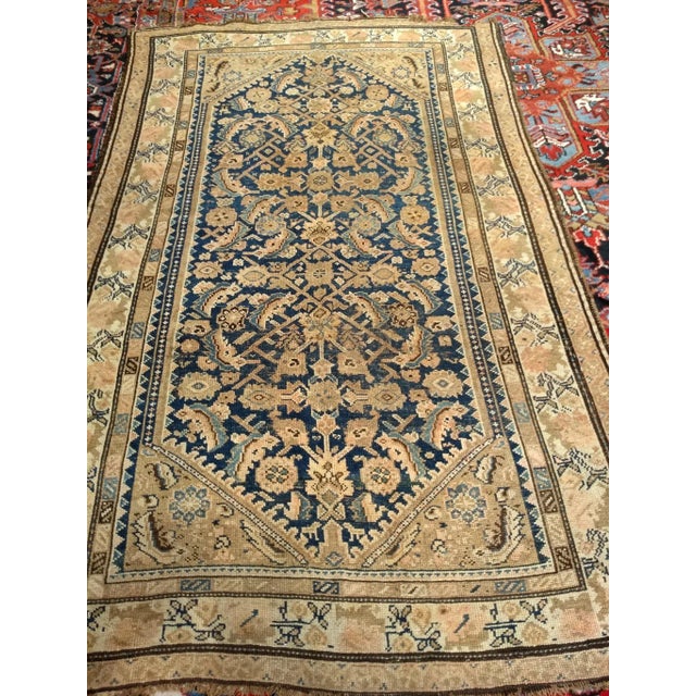 Navy Blue Antique Persian Malayer Area Rug, Allover Herati Geometric Design, Navy & Ivory, 4’ X 7’ For Sale - Image 8 of 9