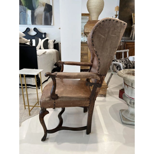 18th Century French Leather Reclining Chair For Sale In New Orleans - Image 6 of 9