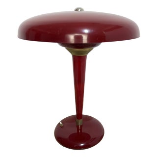 Enamelled Metal and Brass Three-Light Desk Lamp in the style of Elio Martinelli, 1950 For Sale