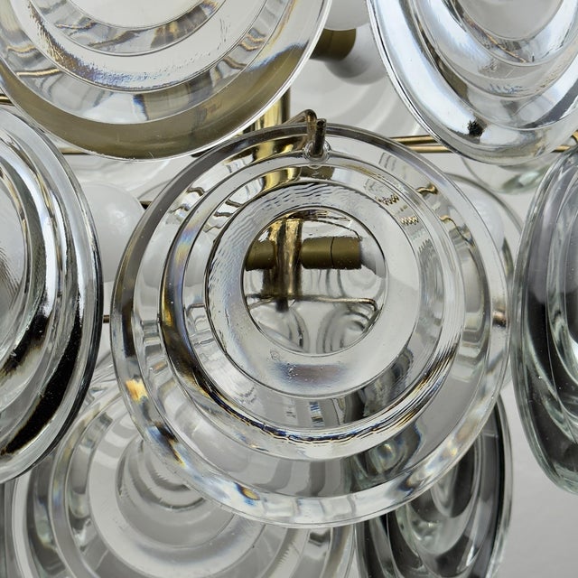 Vintage Glass Disc Chandelier, Italy 1970s For Sale - Image 15 of 18