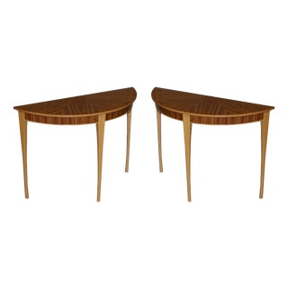 Zebrano Wood Demi-Lune Console Tables from Bevan Funnell, Set of 2 For Sale