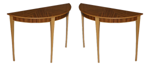 Zebrano Wood Demi-Lune Console Tables from Bevan Funnell, Set of 2