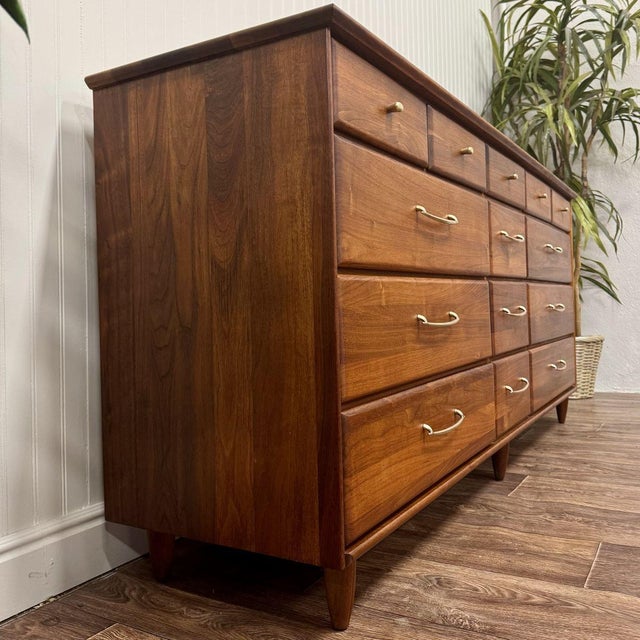 Vintage 1961 Solid Walnut MCM Dresser and Nightstand Set For Sale In Salt Lake City - Image 6 of 18