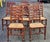English Late 20th Century Set of Six English Oak Faux Bamboo Mahogany Six-Splat Ladder Back Chairs With Rush Seats For Sale - Image 3 of 13