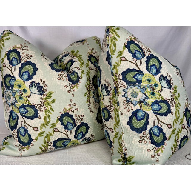 Transitional Ferrick Mason "Heather" in Soft Jade 22" Pillows-a Pair For Sale - Image 3 of 3