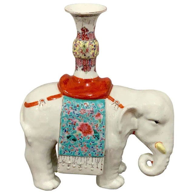 Late 19th Century Chinese Export Famille Verte & Blanc De Chine Elephant Joss Stick For Sale - Image 12 of 12