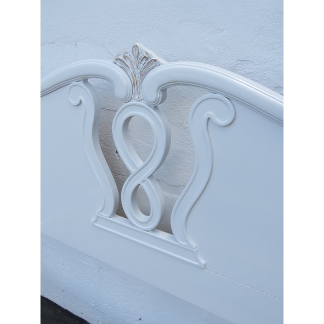 Shabby Chic French Shabby Chic Painted White Carved Full Size Bed 6446 For Sale - Image 3 of 14
