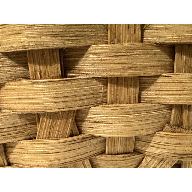Tan Vintage 1980s Small Woven Wicker Light Natural Colored Napkin Basket For Sale - Image 8 of 11