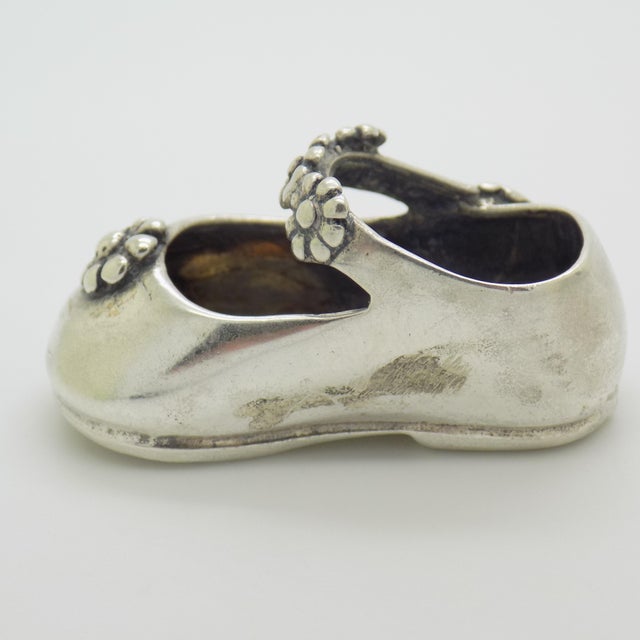 1980s Vintage Italian Handmade Genuine Sterling Silver 925 Child Shoe Miniature Figurine For Sale - Image 5 of 12