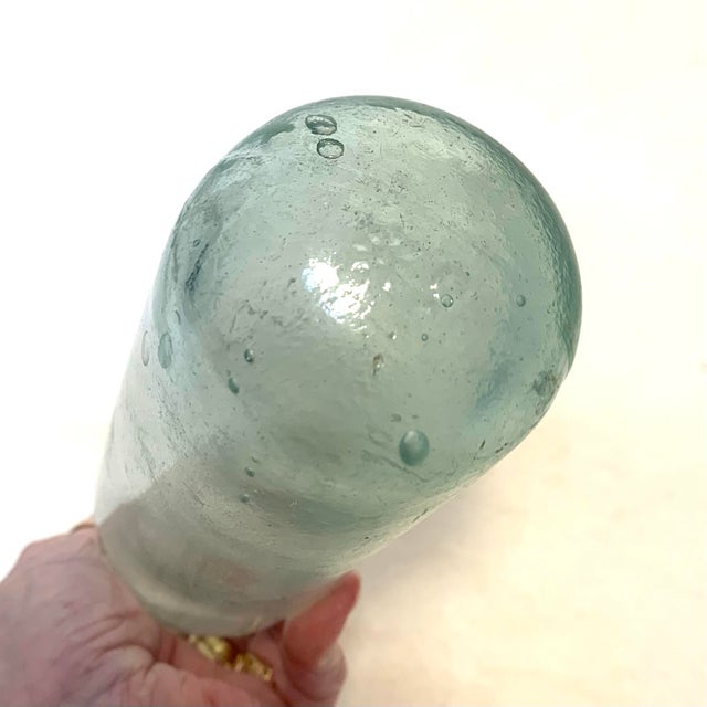 Aqua Late 19th Century Victorian Aqua Glass Round Bottom Bottle For Sale - Image 8 of 12