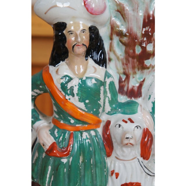 Antique Staffordshire Robin Hood Little John Spaniel Hunt Spill Vase For Sale - Image 6 of 12