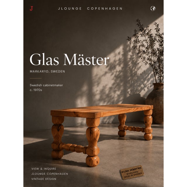 Brutalist Pine Wood Bench by Glas Mäster for Markaryd, Sweden, 1970s For Sale - Image 8 of 10