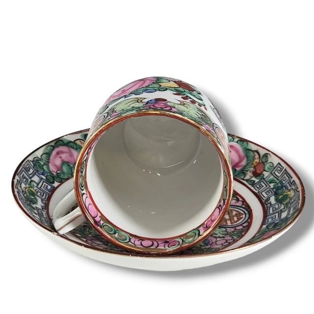 Mid 20th Century Rose Medallion Demitasse Espresso Cup Macau W/ Saucer Mid Century For Sale - Image 5 of 13