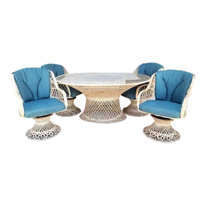 1970s Russell Woodard Style Spun Fiberglass Outdoor Dining Table & 4 Chairs