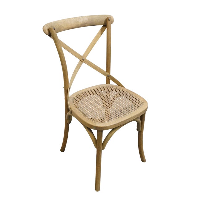 RESTORATION HARDWARE Madeline Solid Oak X-Back Bentwood Dining Chair w. Caned Seat DC017 34.5" High 19.75" Wide 23" Deep...