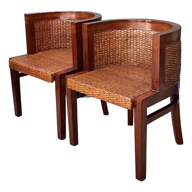 Vintage Ralph Lauren Mahogany Barrel Back Dining Chairs - Set of 2 For Sale