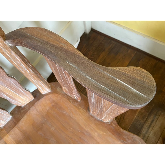 Tan Vintage 1963 Attributed to A. Brandt Ranch Oak Rustic Captains Chair For Sale - Image 8 of 11