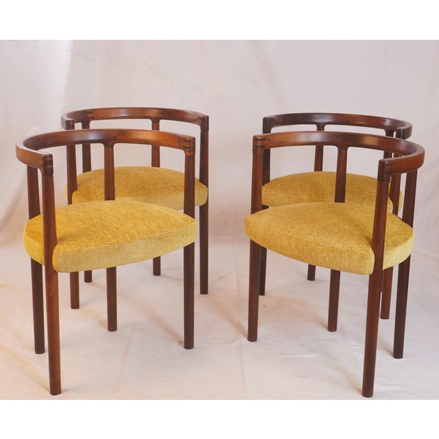 This rare set of four Model 195 dining chairs Attributed to Ole Gjerlov-Knudsen and Torben Lind for France & Son, c1960,...