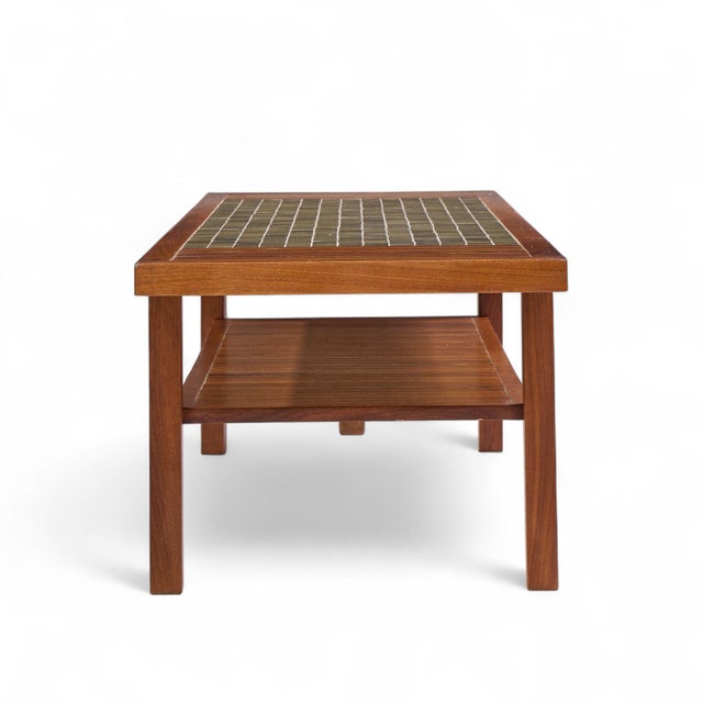 Mid 20th Century Jane and Gordon Martz for Marshall Studios Walnut and Tile Coffee Table For Sale - Image 5 of 9