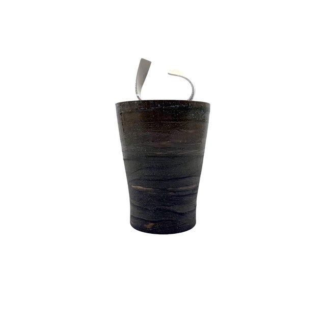 Mid-century Modern style dark green artistic ceramic vase Gabriele Bucci Italy ca. 2000s Signed under the base H 32,5 cm -...