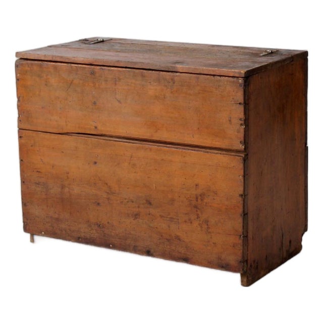 Antique Primitive Wood Storage Chest For Sale