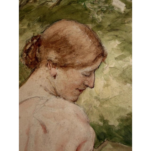 Heinrich Pforr, Heinrich & Erna Pforr Holding Hands in the Garden, Watercolor For Sale - Image 6 of 13