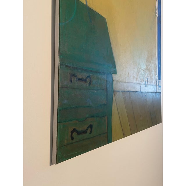 Mexican ‘Abstraction” Green Table’, Oil on Canvas, Marco Antonio Cisneros (Signed) For Sale - Image 3 of 6
