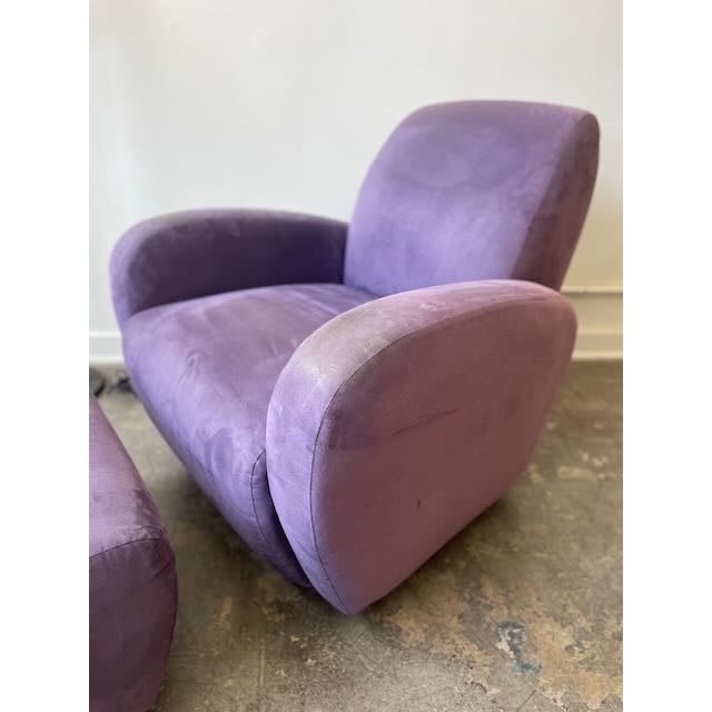 1980s Postmodern Purple Chair & Ottoman For Sale - Image 10 of 10