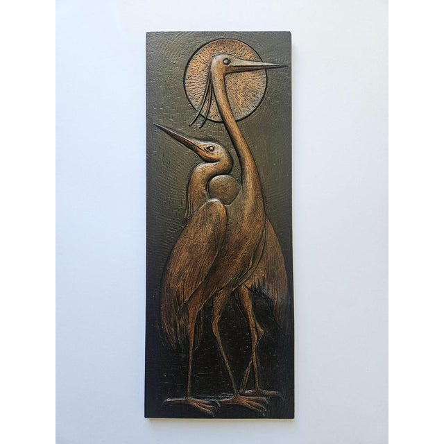 Wall Wood Relief Sculpture of Herons, 1960s For Sale - Image 3 of 14