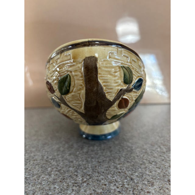 Vintage 1960s Staffordshire Indian Tree Design Majolica Pottery Pitcher Bowl Signed H J Wood MCM For Sale - Image 11 of 15