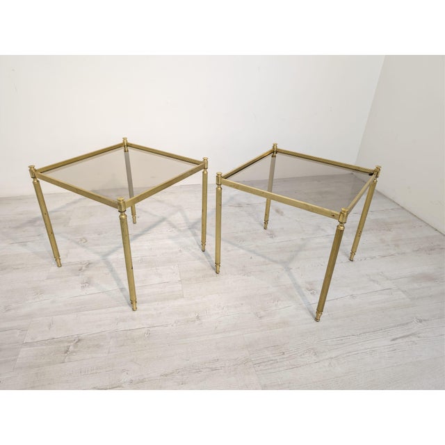 Vintage Coffee Table in Brass and Smoked Glass, 1975 For Sale - Image 6 of 11