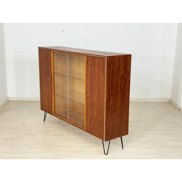 Wood Mid-Century Wood and Glass Highboard, 1960s For Sale - Image 7 of 14