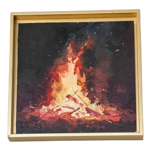 Contemporary Jeremy Miranda Bonfire Oil Painting, Framed