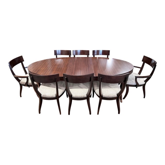 Ethan Allen Hathaway Oval Zebrawood Dining Table For Sale