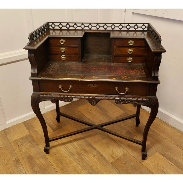 Brown Chinese Chippendale Style Desk For Sale - Image 8 of 10
