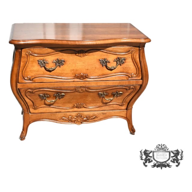 Vintage Century French Provincial Bombe' Cherry Commode For Sale