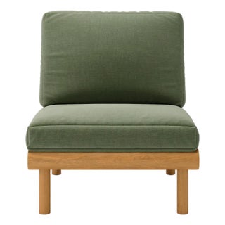 Rishon Teak Outdoor Lounge Chair - Classic Cushion Edition in Sunbrella Canvas Fern For Sale
