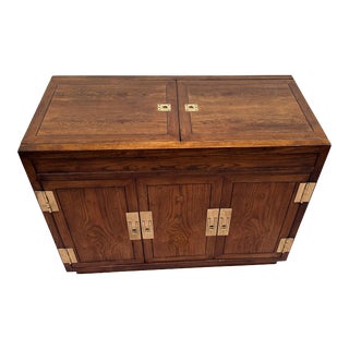 1980s Henredon Campaign Scene One Bar Serving Cart Server For Sale