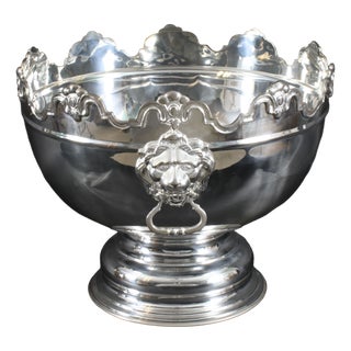 Large Vintage Silver-Plated Punch Bowl from Monteith, 1980s For Sale