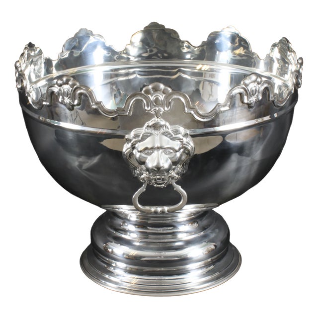 Large Vintage Silver-Plated Punch Bowl from Monteith, 1980s For Sale