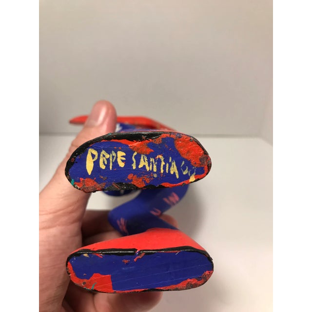 Wood Vintage 1990s Pepe Santiago Signed Oxacan Hand Painted Wooden Figurines - Set of 2 For Sale - Image 7 of 10