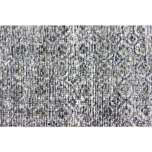Creams, Ivory, Light Yellow, and Charcoal Modern Distressed Rug For Sale - Image 9 of 13