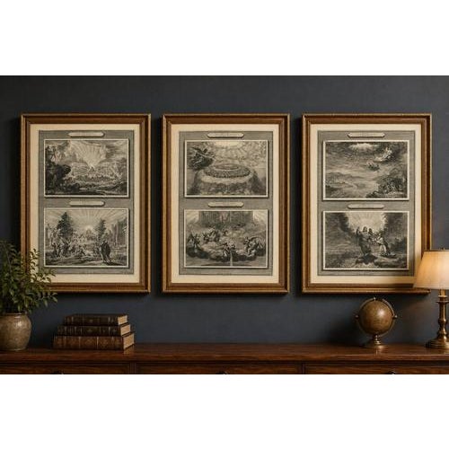 Antique Biblical Engravings, Mortier Amsterdam – Apocalypse Cycle, c.1700 This rare and decorative set consists of three...