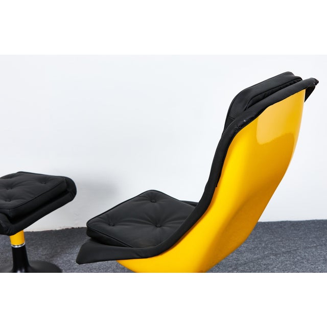 Set of Mid-Century Space Age Lounge Chair and Ottoman in Leather and Fiberglass attributed to Hungarian Applied Arts Company, 1970s For Sale - Image 18 of 18