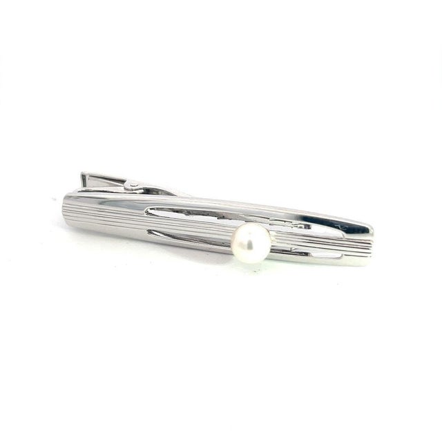 1990s Mikimoto Estate Tie Bar Sterling Silver 6.35 mm For Sale - Image 4 of 7