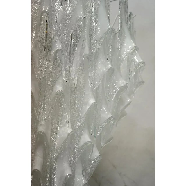 2000 - 2009 Mid-Century Murano Round Transparent White Color Chandelier For Sale - Image 5 of 11