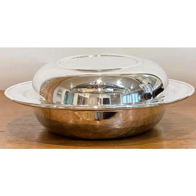 Metal Silver Serving Dish With Glass Insert For Sale - Image 7 of 15