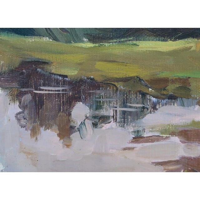 1980s Ukrainian Impressionism Oil Painting: River Landscape, Sokolovsky (1981) 21-29 For Sale - Image 5 of 6