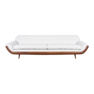 Mid-Century Modern Walnut “Gondola” Sofa After Adrian Pearsall, 1960s For Sale